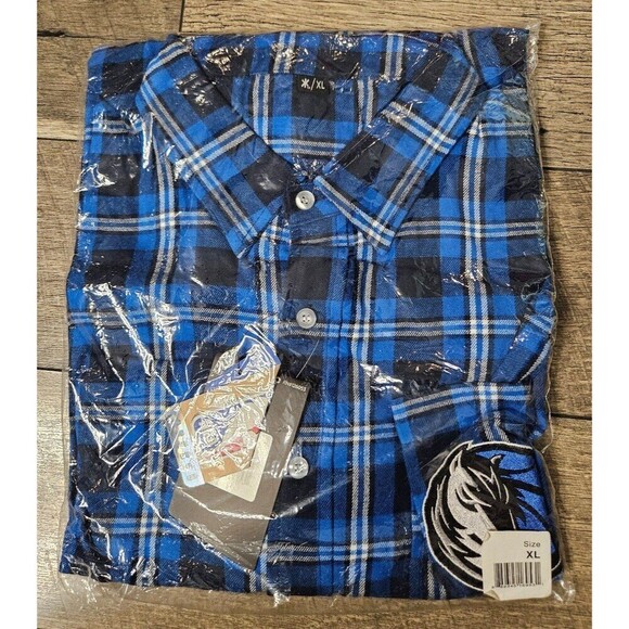 FOCO (NEW) Dallas Mavericks NBA Mens Wordmark Flannel Shirt Size XL - Picture 2 of 5